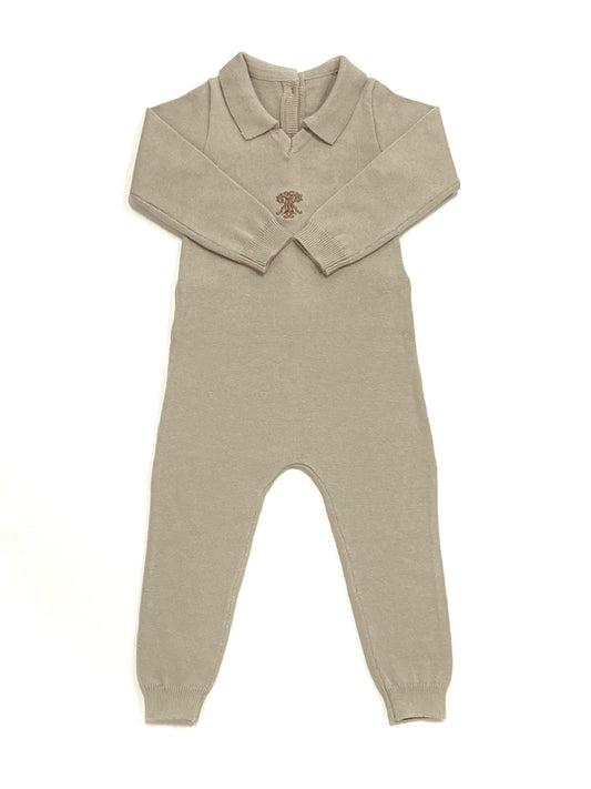 KIPP TAN TEXTURED KNIT ROMPER