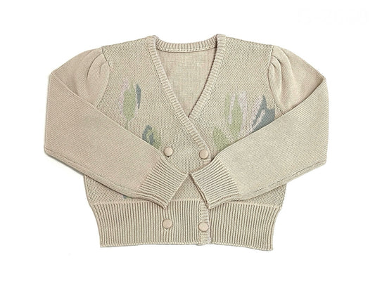 KIPP TAUPE EMBROIDERED KNIT CARIDGAN