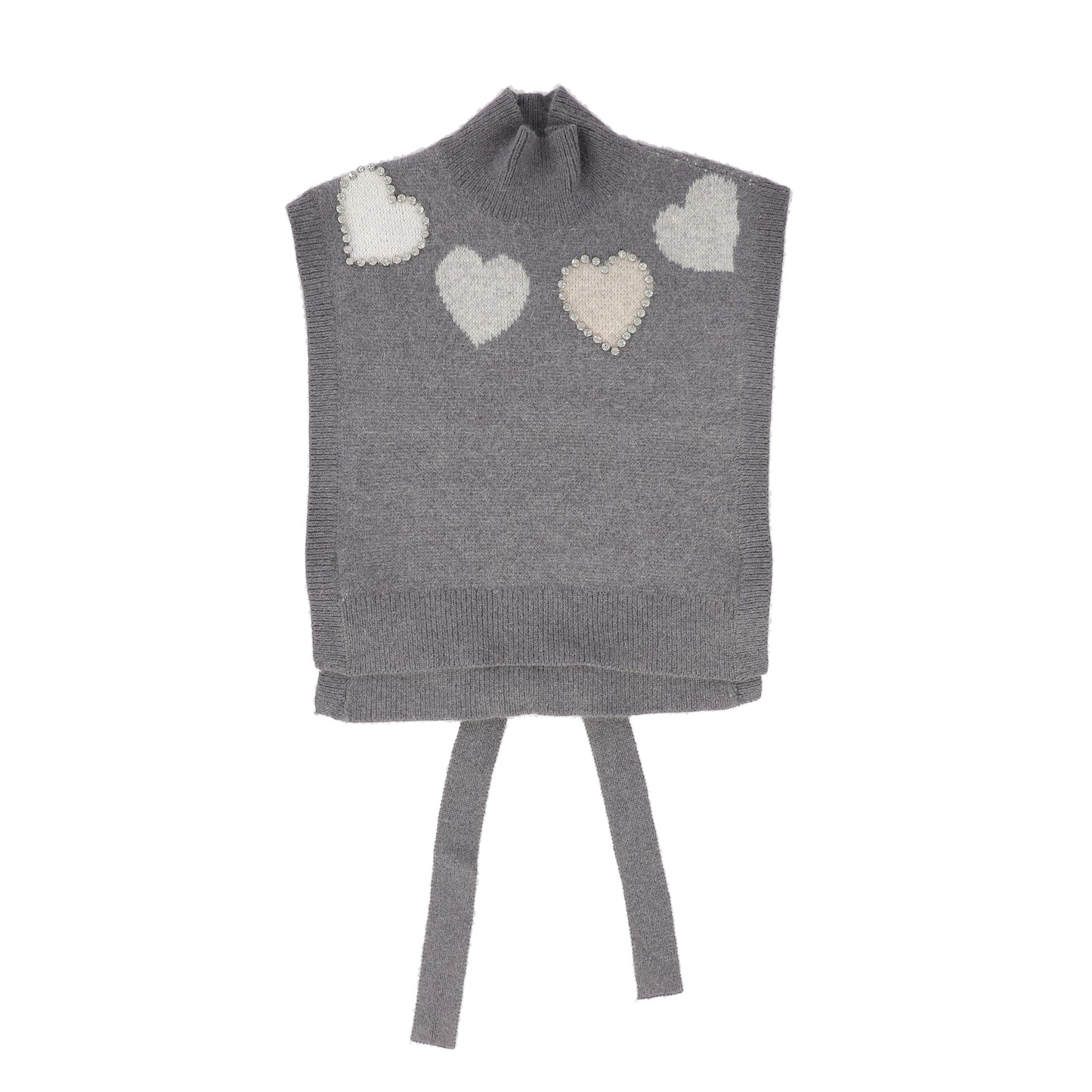 GEM GREY/CREAM HEART KNIT TIE VEST