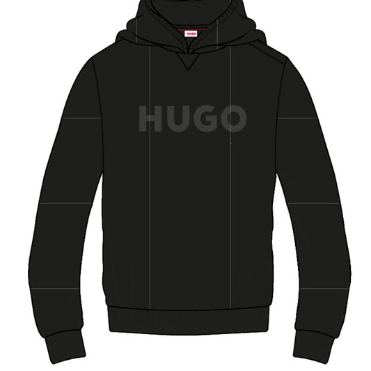 HUGO BLACK LOGO HOODED SWEATSHIRT