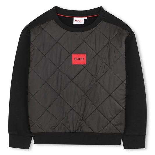 HUGO BLACK LOGO DIAMOND DESIGN SWEATSHIRT
