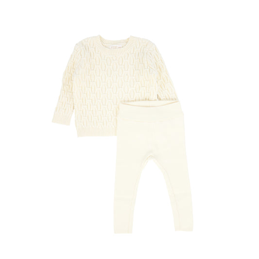 KIPP CREAM TEXTURED KNIT SWEATER SET