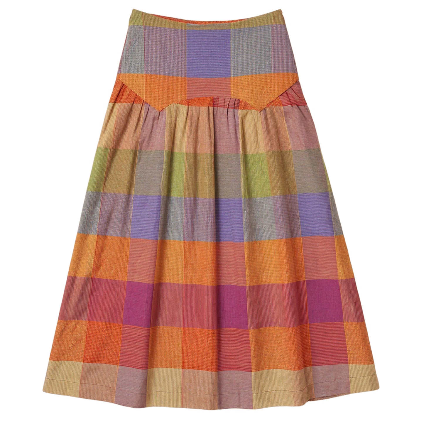 GEM MULTI COLOR PLAID DROP WAIST MIDI SKIRT