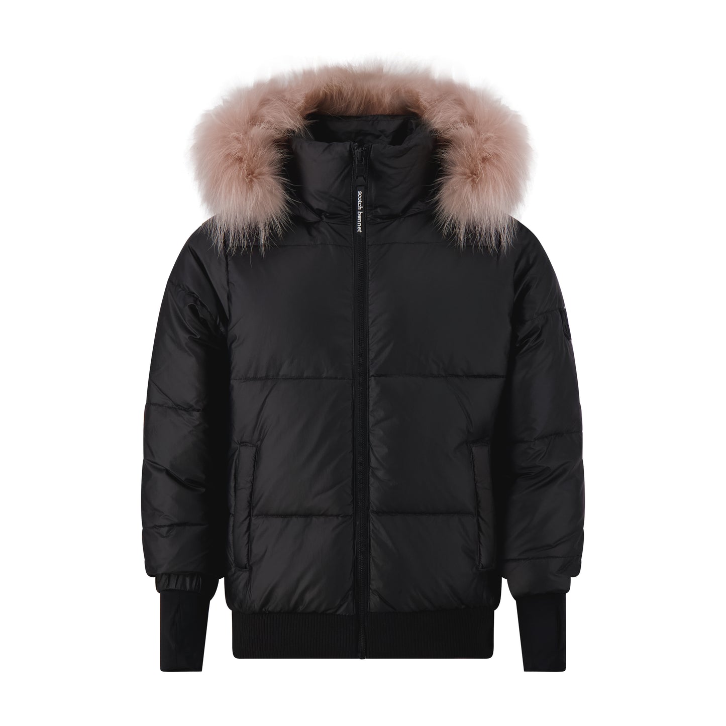 SCOTCH BONNET BLACK/PALE PINK FUR TRIM COAT