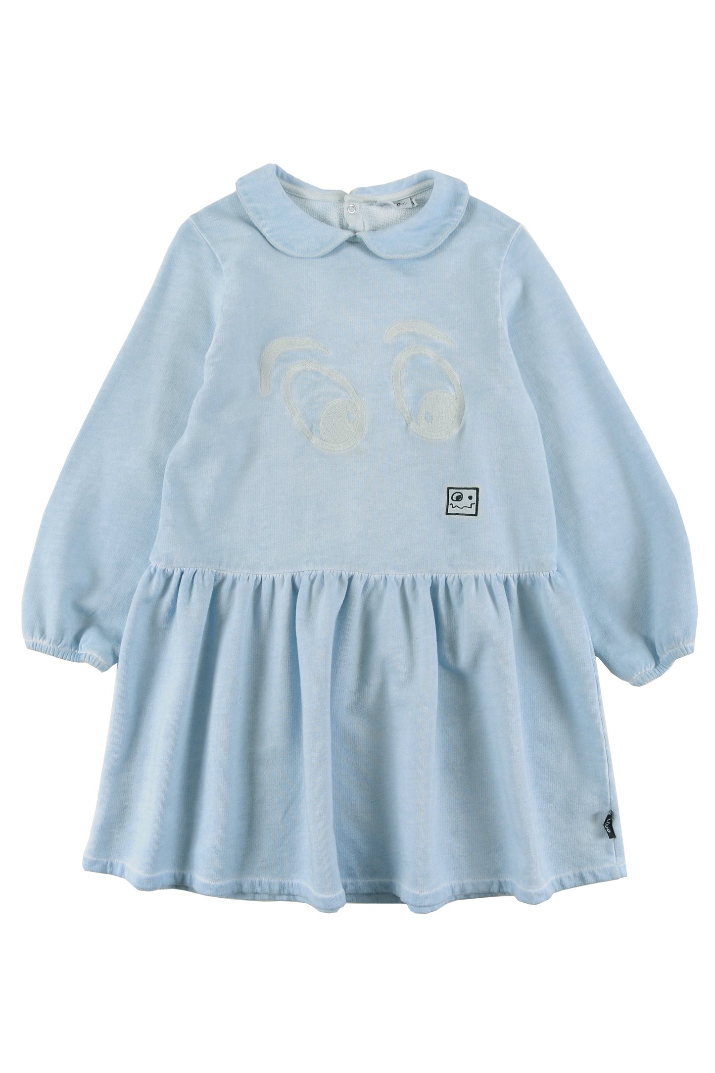 LOUD LIGHT BLUE EYES PATCH COLLAR DRESS