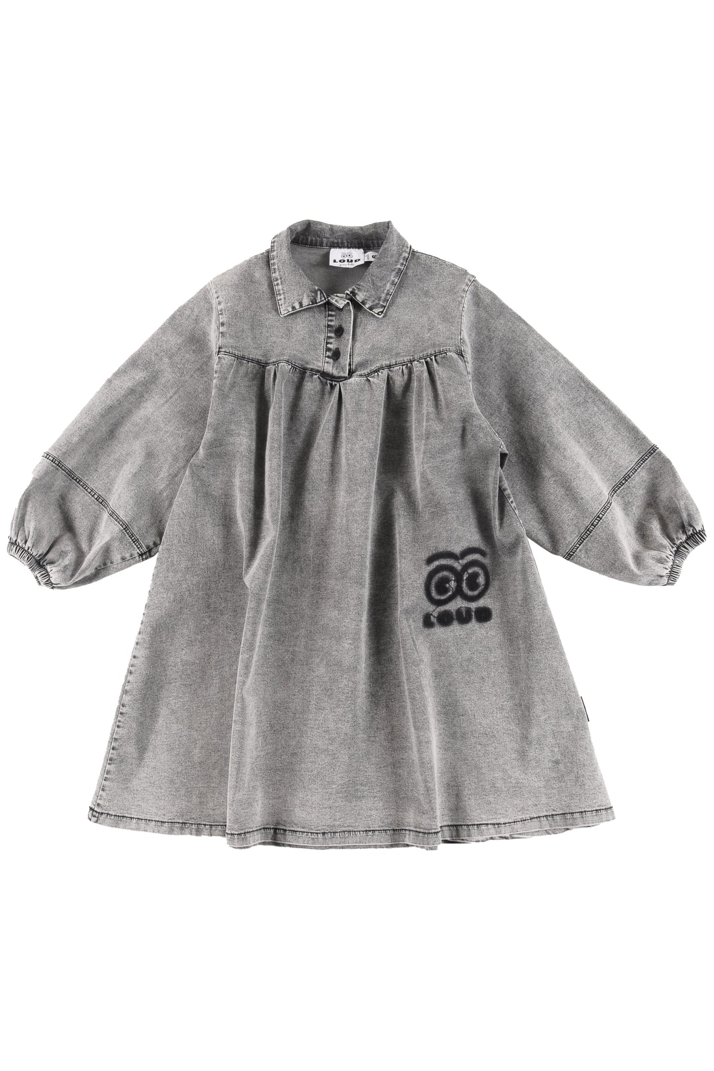 LOUD GREY WASH LOGO COLLAR DRESS