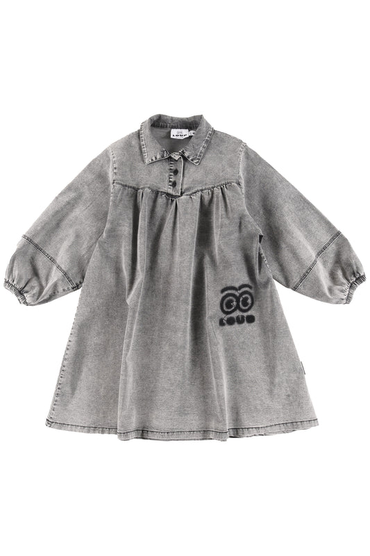 LOUD GREY WASH LOGO COLLAR DRESS