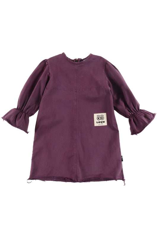 LOUD PURPLE LOGO PUFF SLEEVE DRESS
