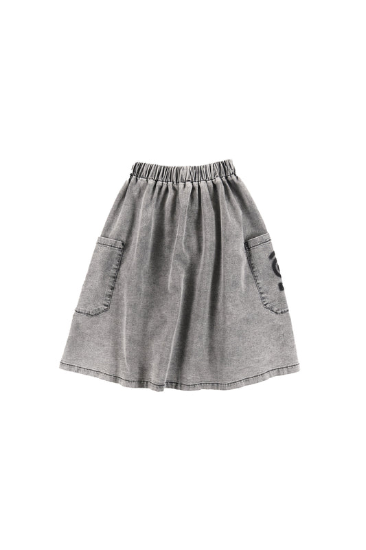LOUD GREY WASH LOGO MIDI SKIRT