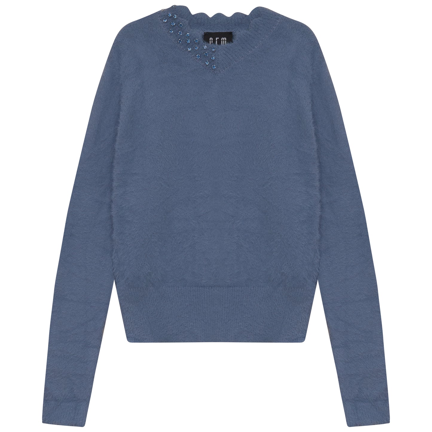 GEM BLUE STONE TRIM PLUSH SWEATER
