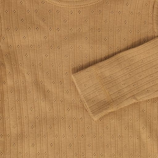 PETIT PIAO CARAMEL POINTELLE TSHIRT