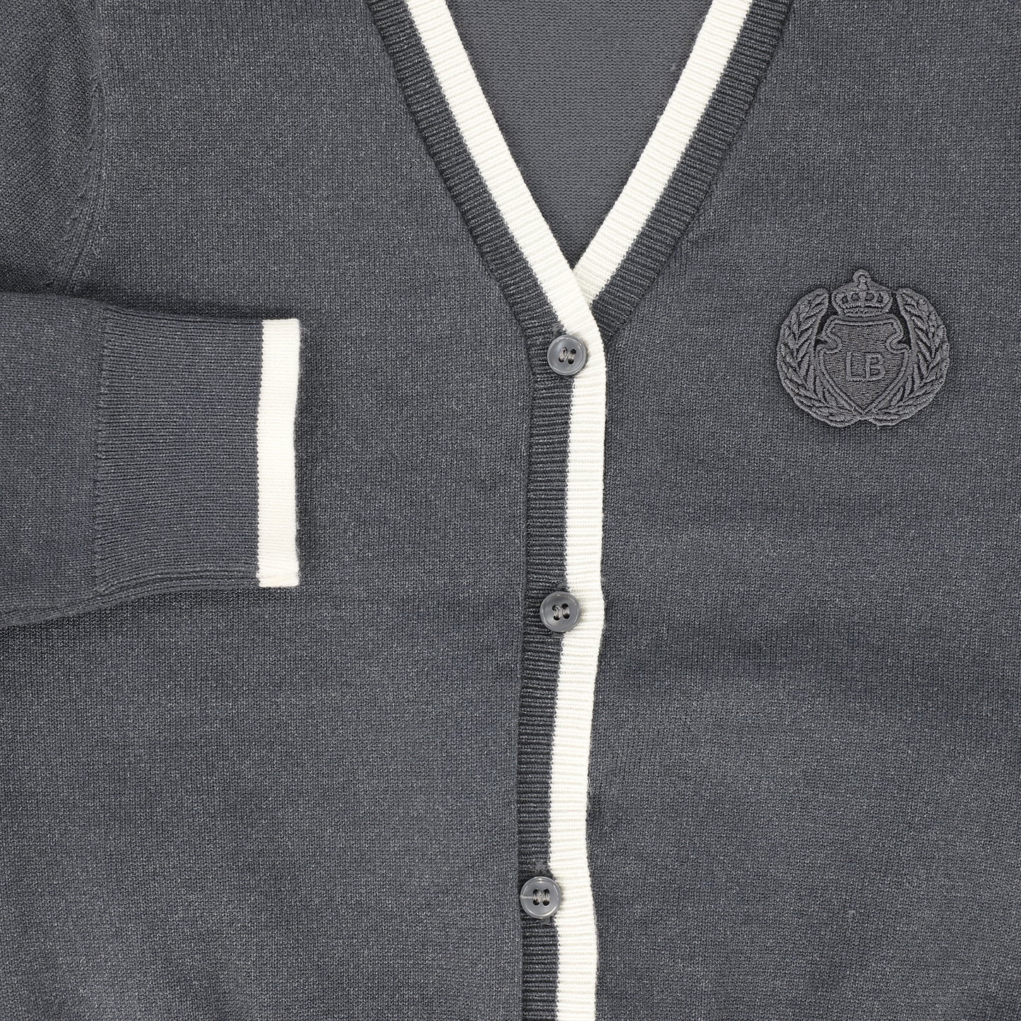 LE BOURDON GREY TRIM BORDER CARDIGAN