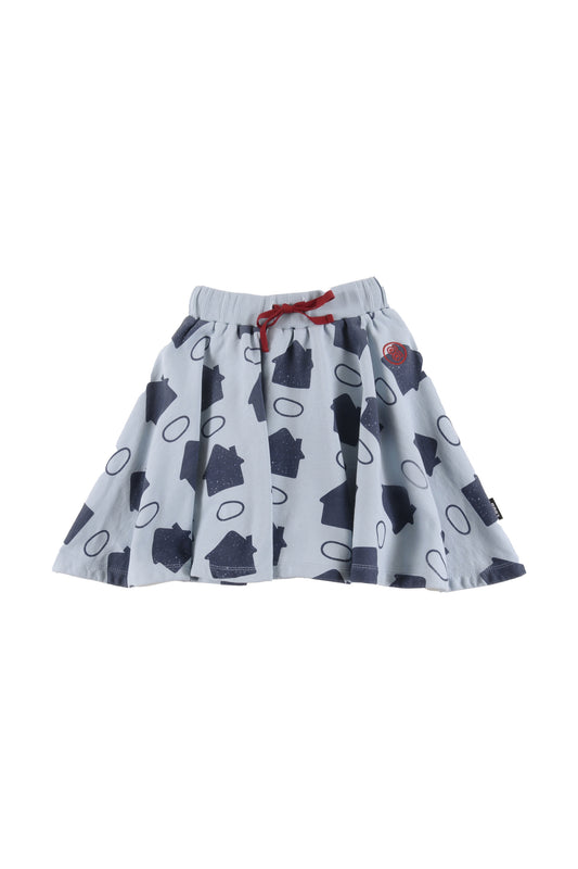 LOUD LIGHT BLUE HOUSE PRINT SKIRT