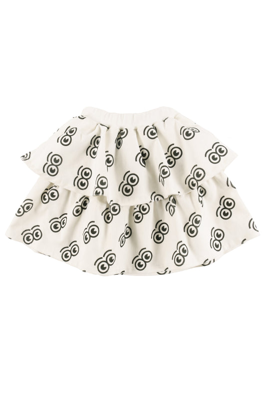 LOUD ECRU/BLACK LOGO PRINT PANELLED SKIRT