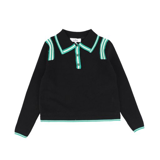 VIBE BLACK TRIMMED COLLAR TOP