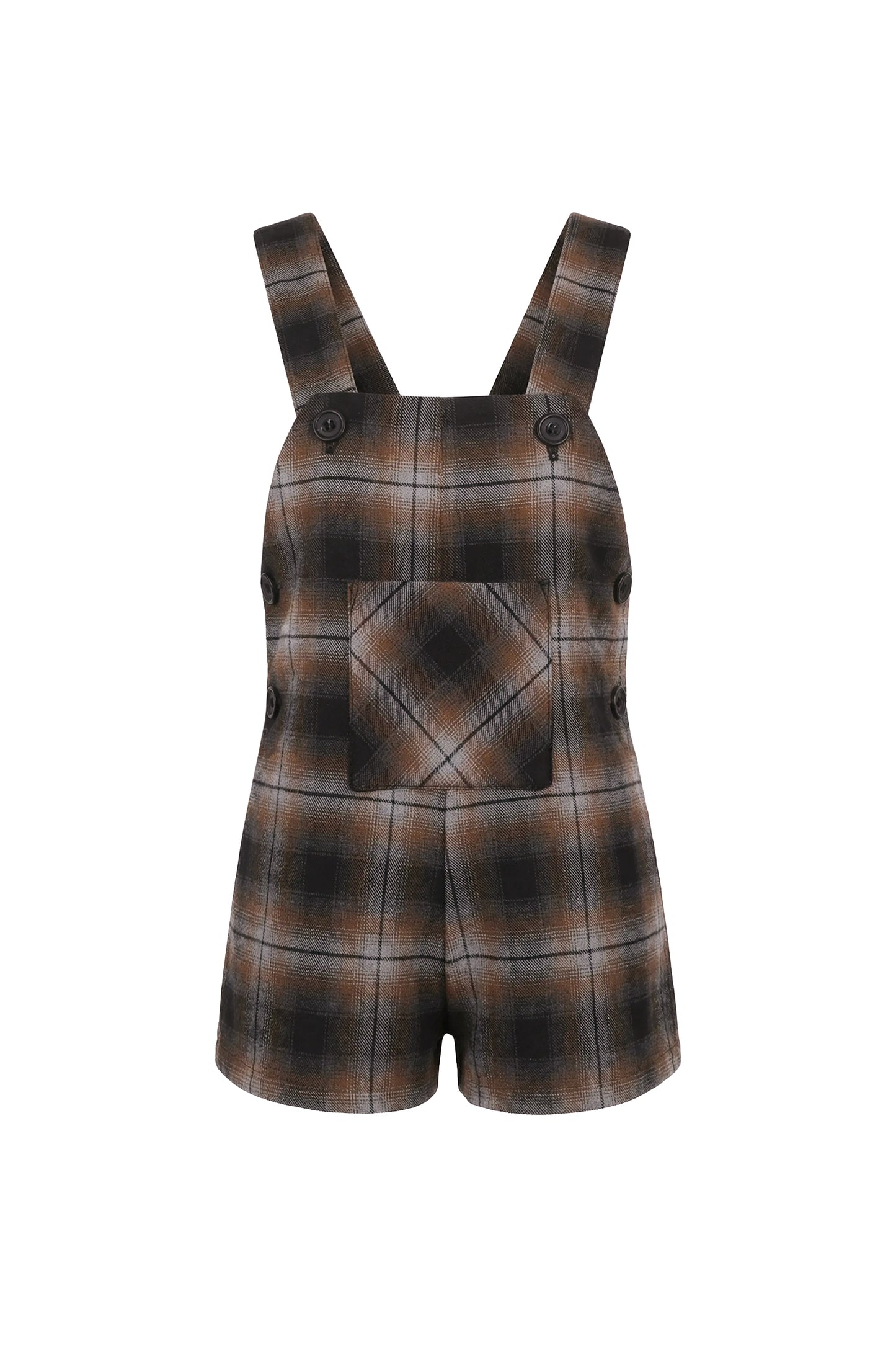 PERNILLE BROWN OMBRE PLAID POCKET OVERALLS