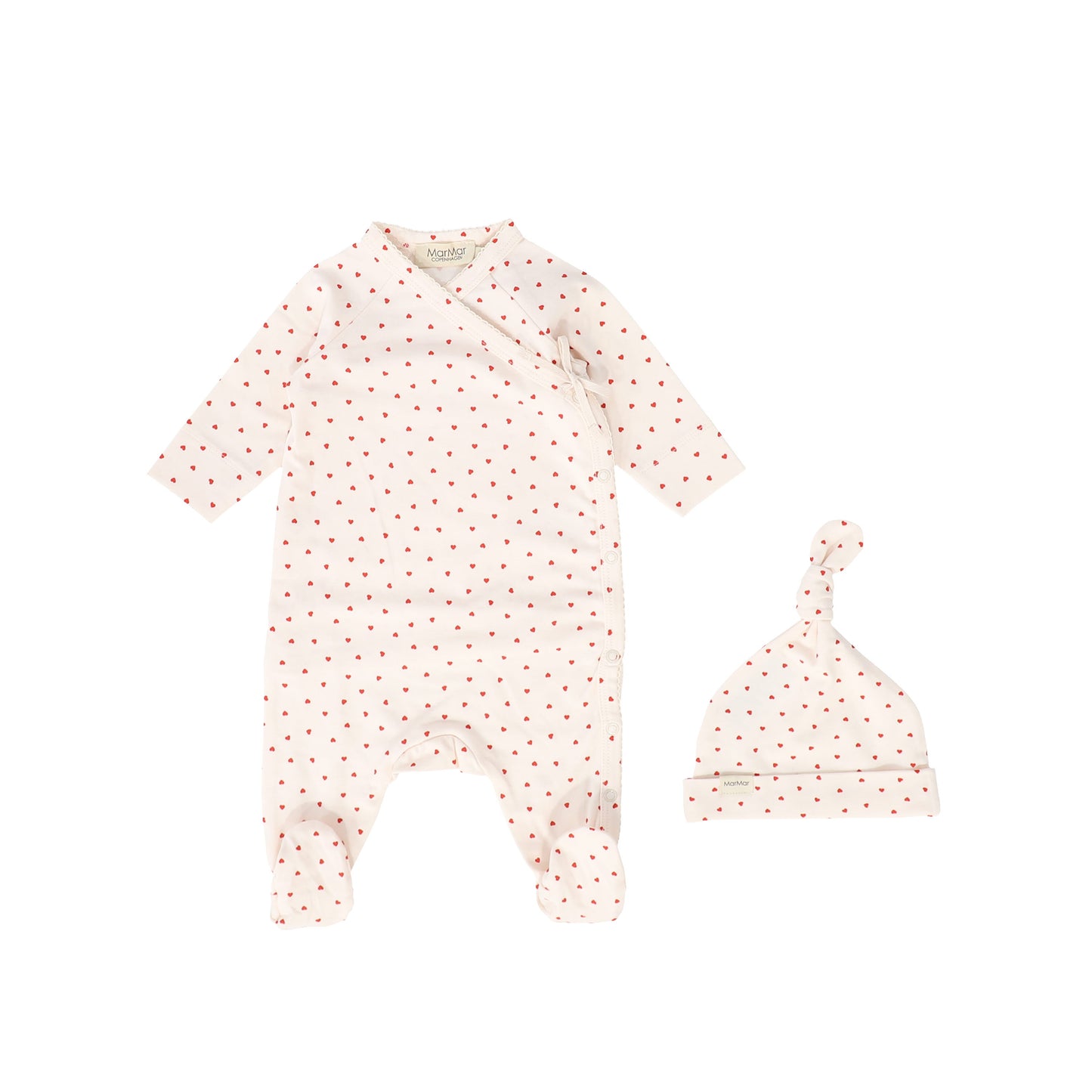 MARMAR COPENHAGEN RED HEART PRINT FOOTIE + BEANIE