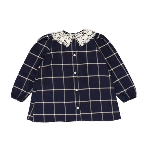 PERNILLE BLUE WHITE PLAID LACE COLLAR DRESS