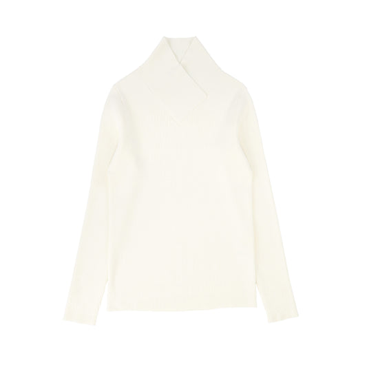 VALENTINA IVORY WRAP NECK TURTLENECK