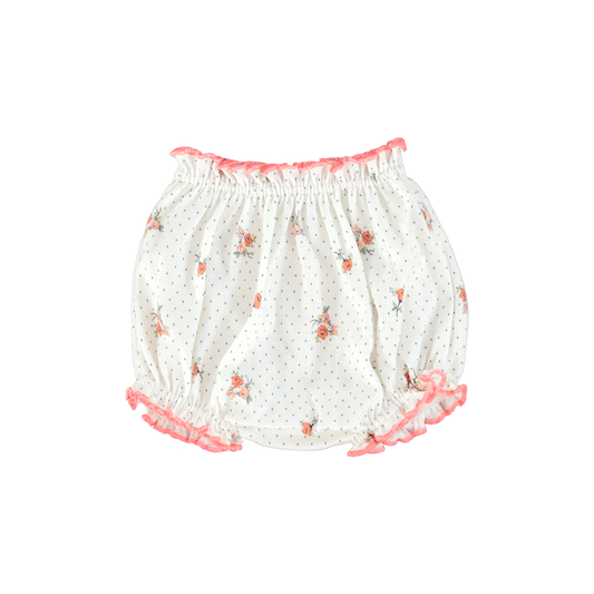 BEBE ORGANIC MISTY WHITE FLORAL DOTTED BLOOMERS [FINAL SALE]