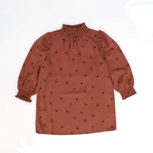 SPROET & SPROUT CHESTNUT ACORN PRINT DRESS
