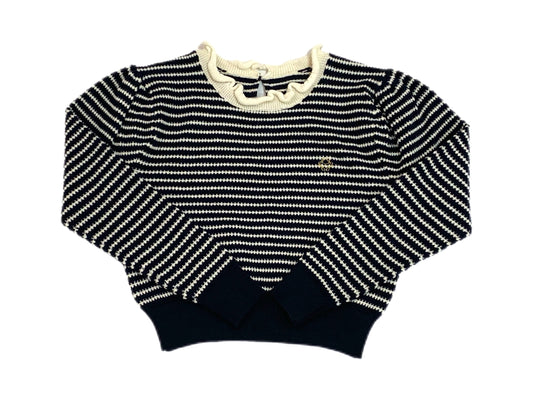 COTTIER NAVY STRIPED TRIM KNIT SWEATER