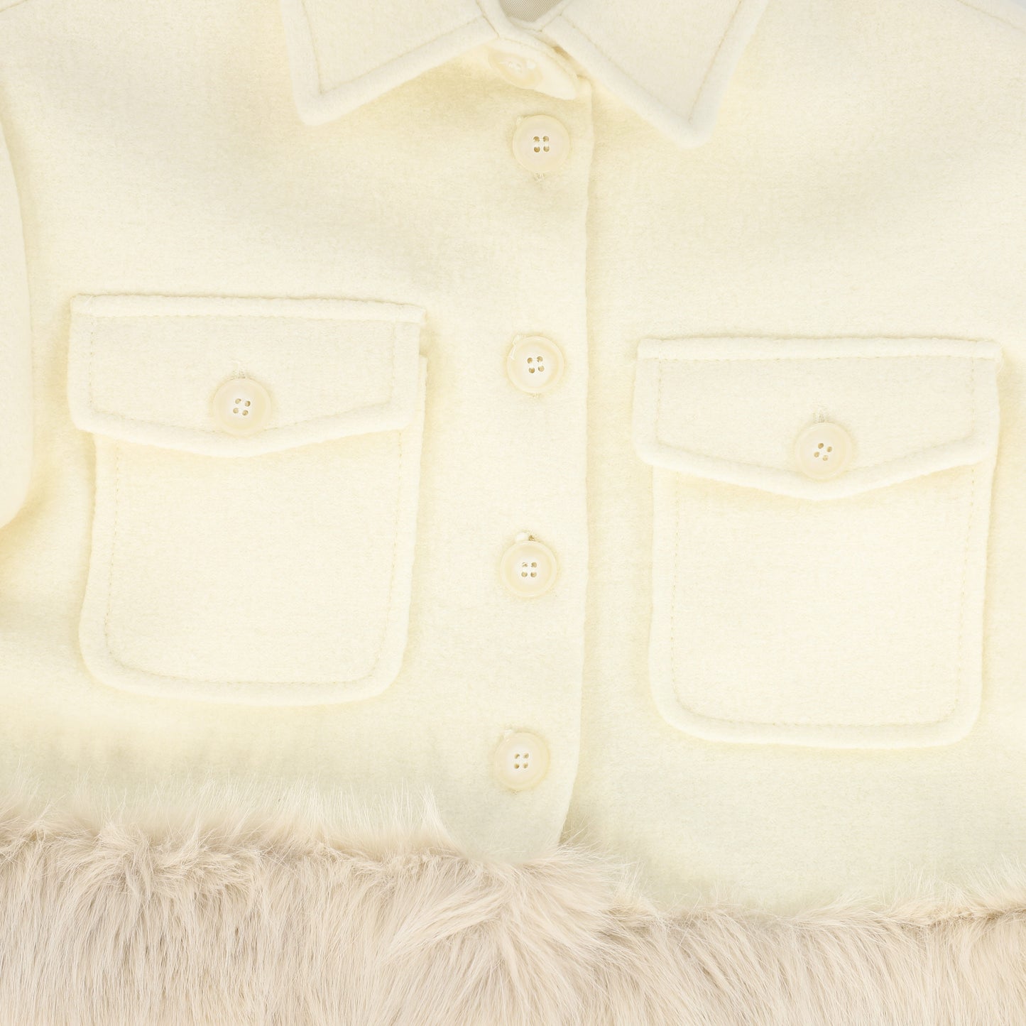 PICCOLA LUDO CREAM WOOL FUR TRIM JACKET