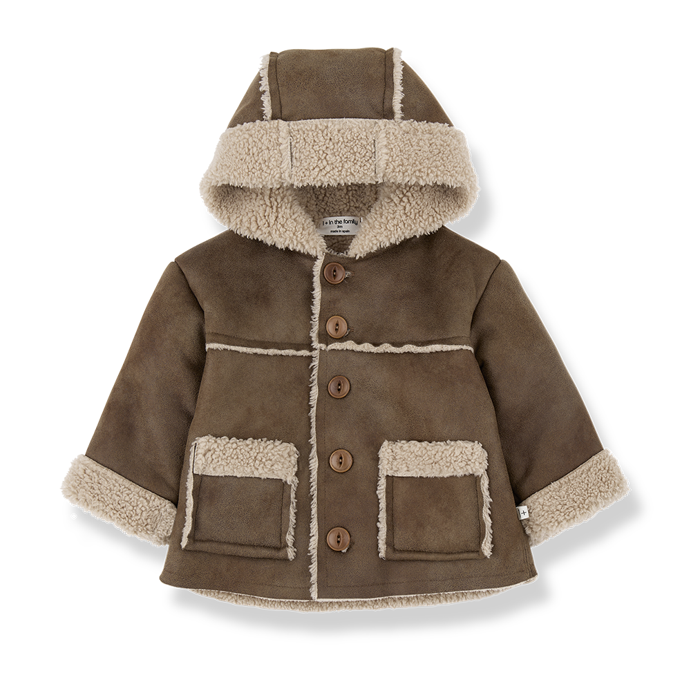 1+ IN THE FAMILY BROWN/BEIGE TRIM JACKET