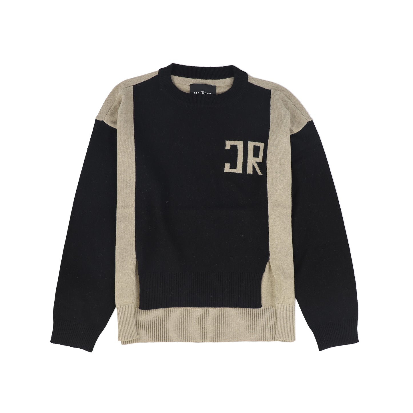 JOHN RICHMOND BROWN COLORBLOCK LOGO SWEATER