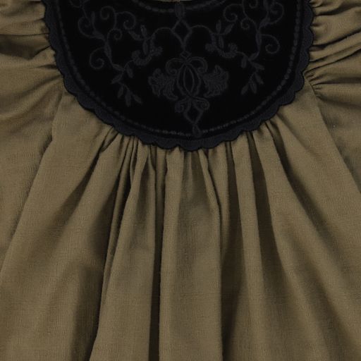 JESSIE AND JAMES OLIVE GREEN WITH BLACK BIB DRESS
