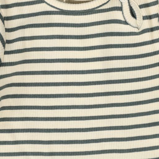 PETIT PIAO GREEN AND OFF WHITE STRIPED JUMPSUIT
