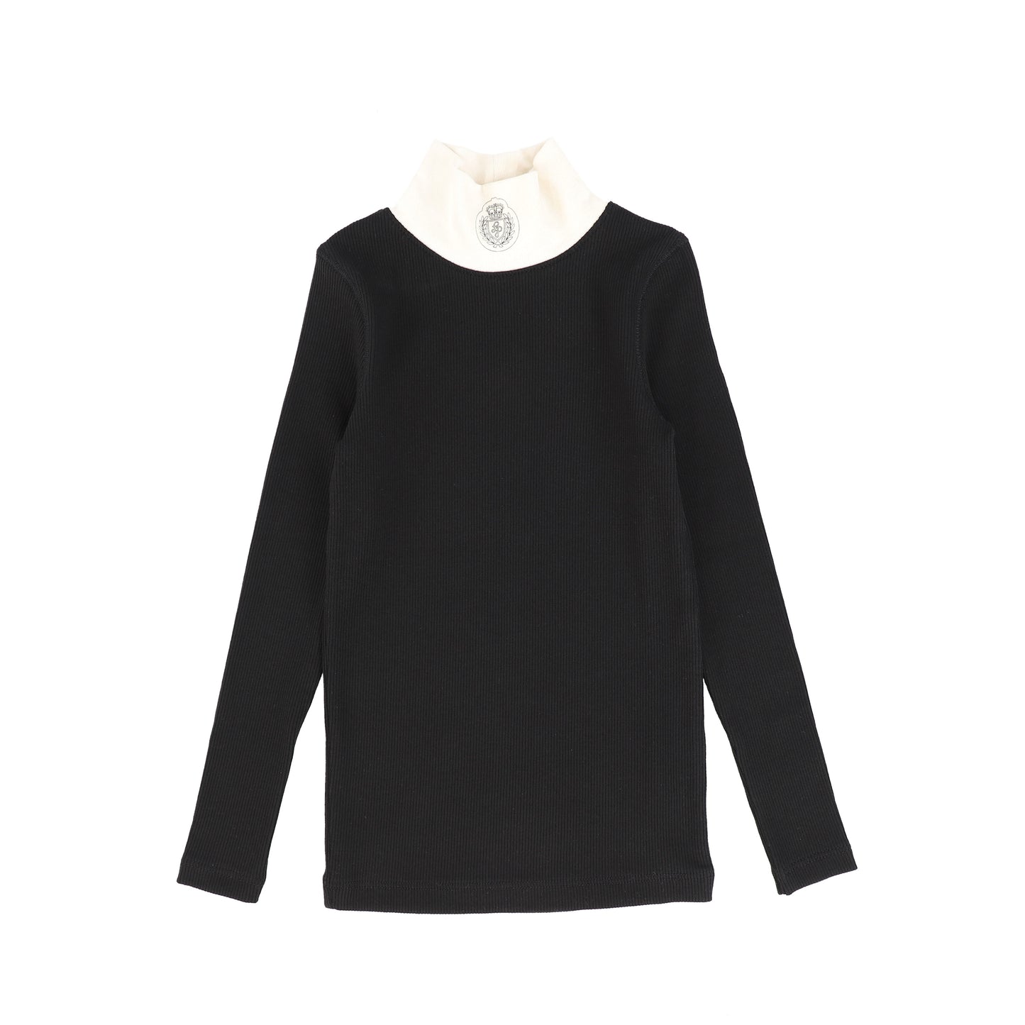 LITTLE PARNI BLACK LOGO MOCKNECK SHIRT