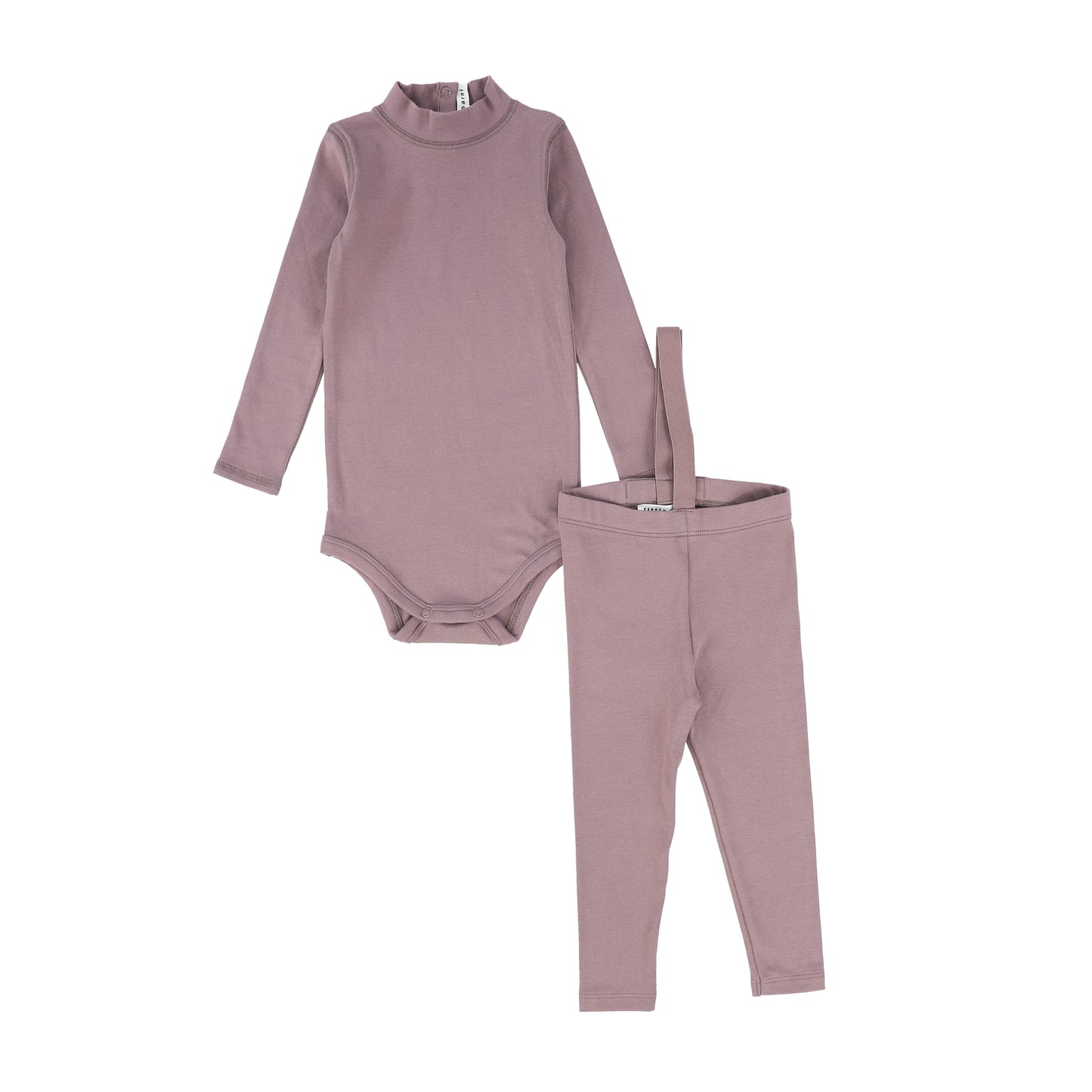 LITTLE PARNI LAVENDER RIBBED SUSPENDER PANT SET