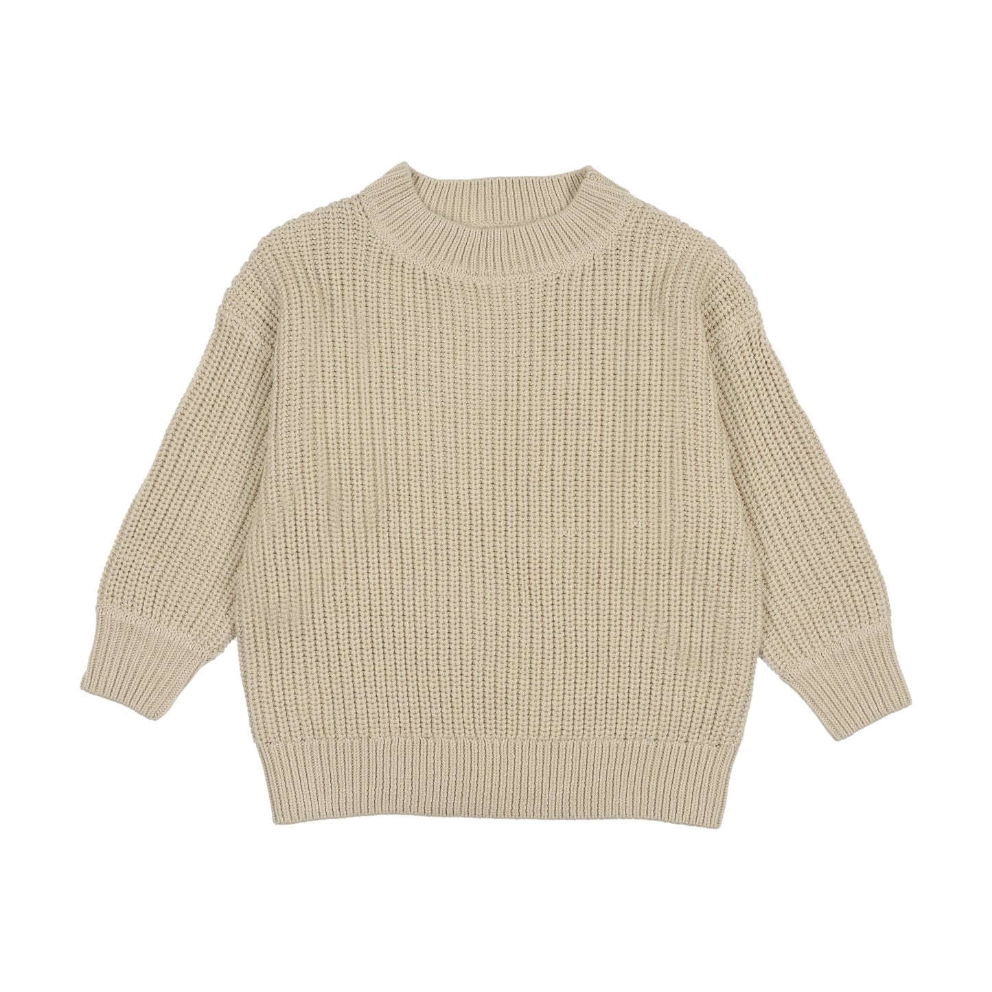 KIN & KIN BEIGE DESIGN RIBBED KNIT SWEATER