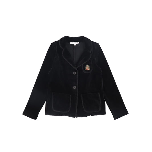 LITTLE PARNI BLACK VELOUR BLAZER