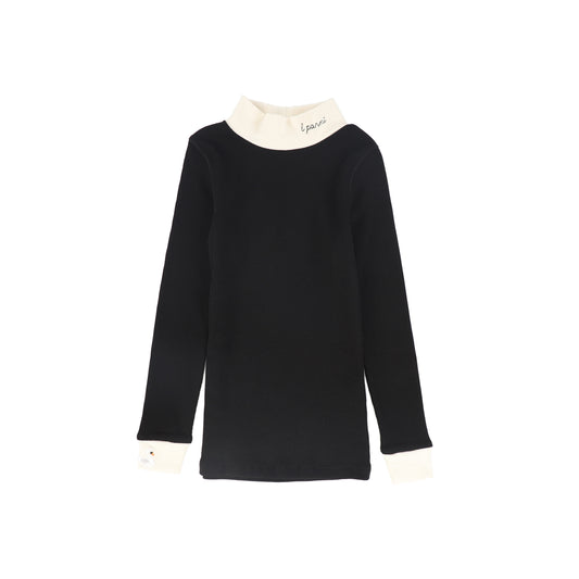 LITTLE PARNI BLACK LOGO TURTLENECK