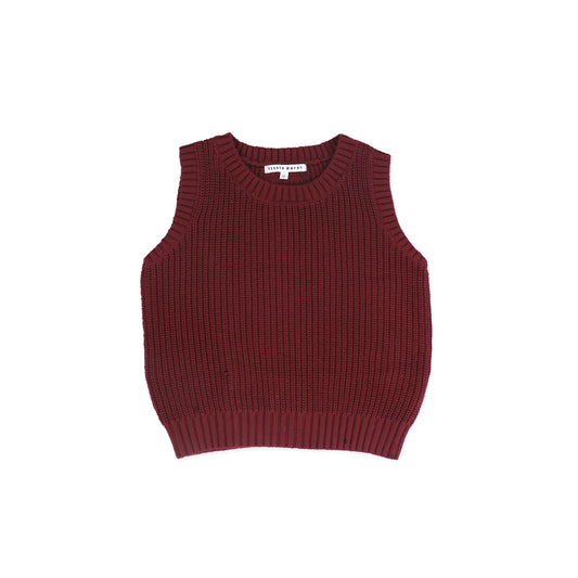 LITTLE PARNI BURGUNDY KNIT VEST