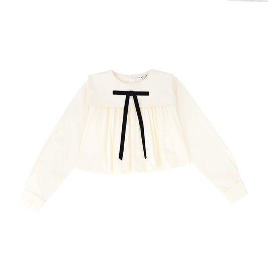 LITTLE PARNI IVORY BOW BLOUSE