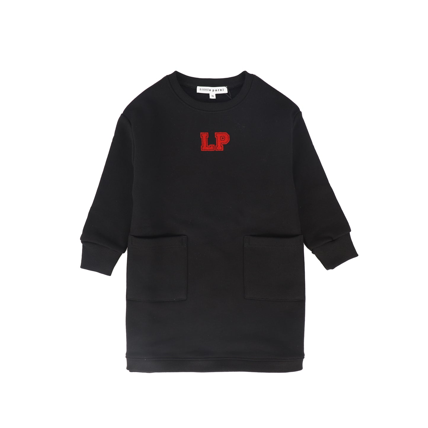 LITTLE PARNI BLACK LOGO WAISTED DRESS