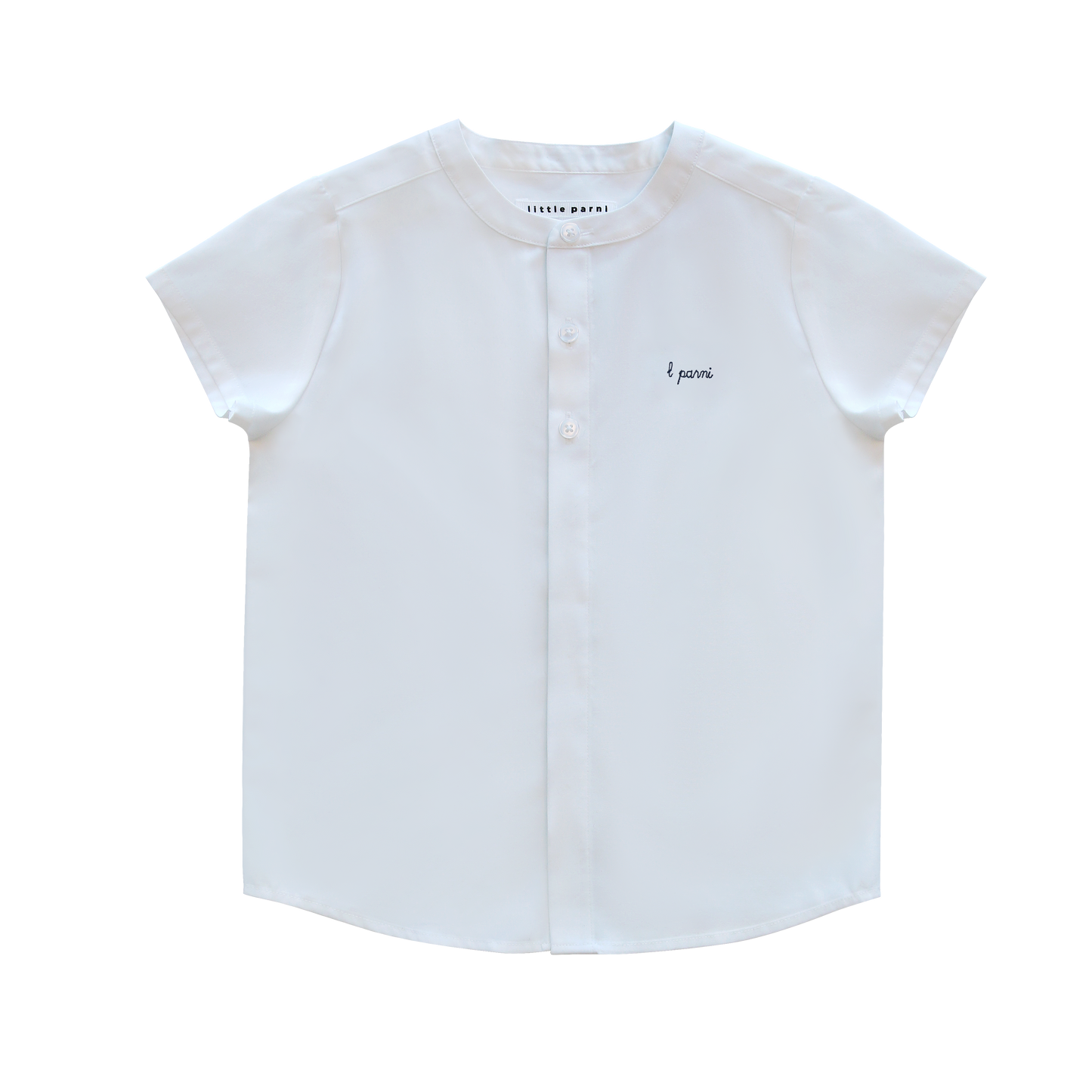 LITTLE PARNI WHITE/NAVY STICHED SS SHIRT