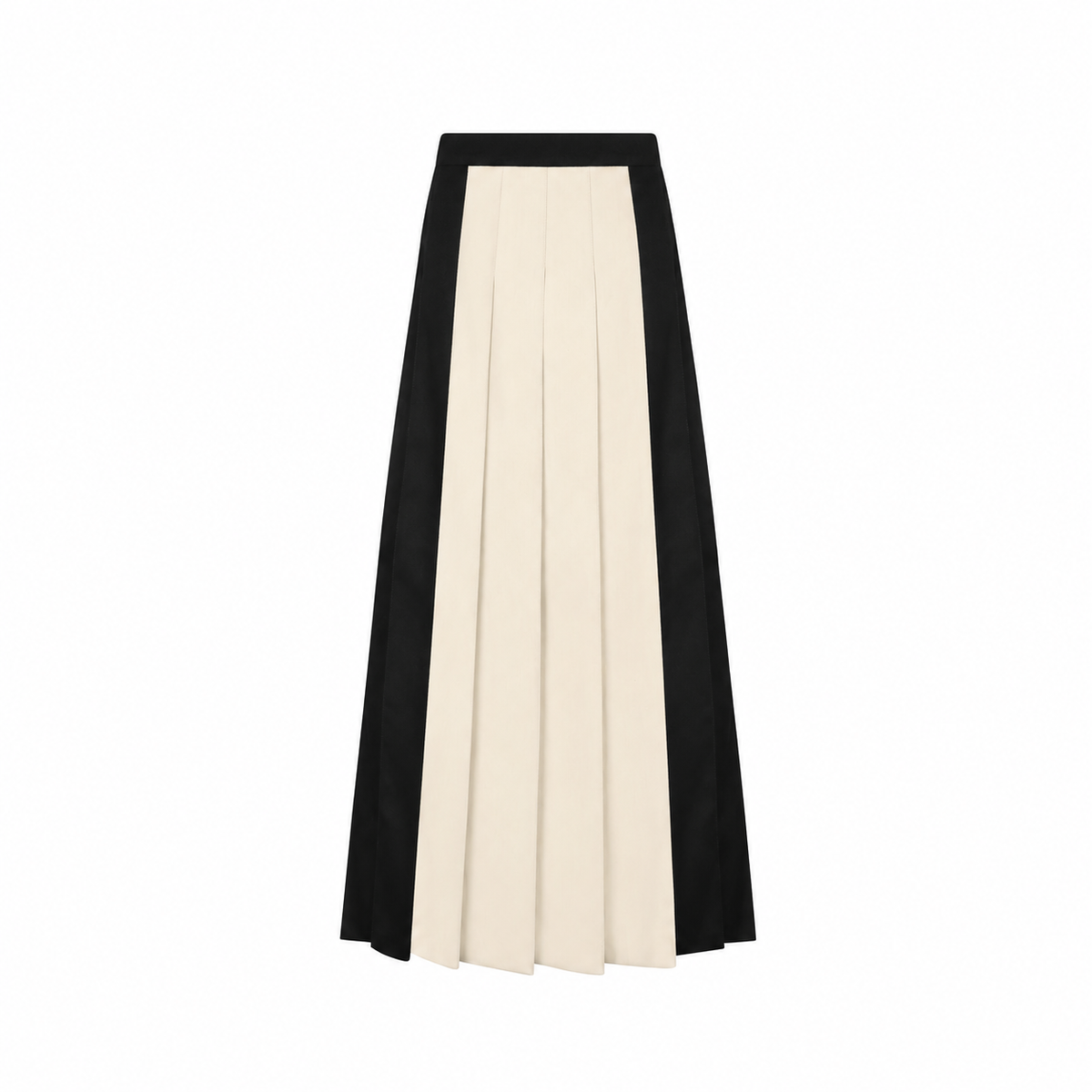 LITTLE PARNI BLACK/CREAM TWO TONE PLEATED MAXI SKIRT