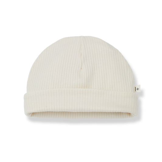 1 + IN THE FAMILY IVORY RIBBED BEANIE [FINAL SALE]