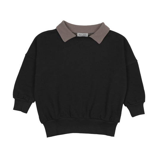 KIN & KIN BLACK CONTRAST COLLAR SWEATSHIRT