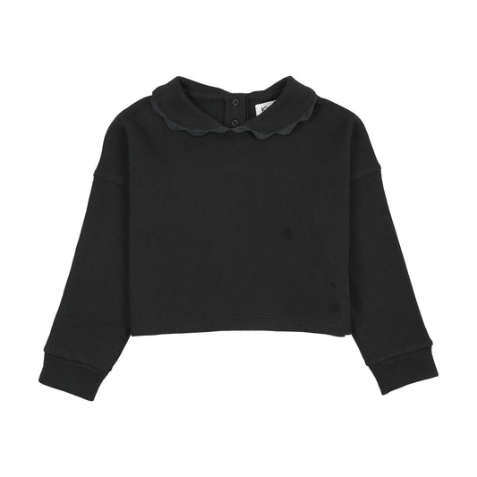 KIN & KIN BLACK LACE TRIM COLLAR SWEATSHIRT