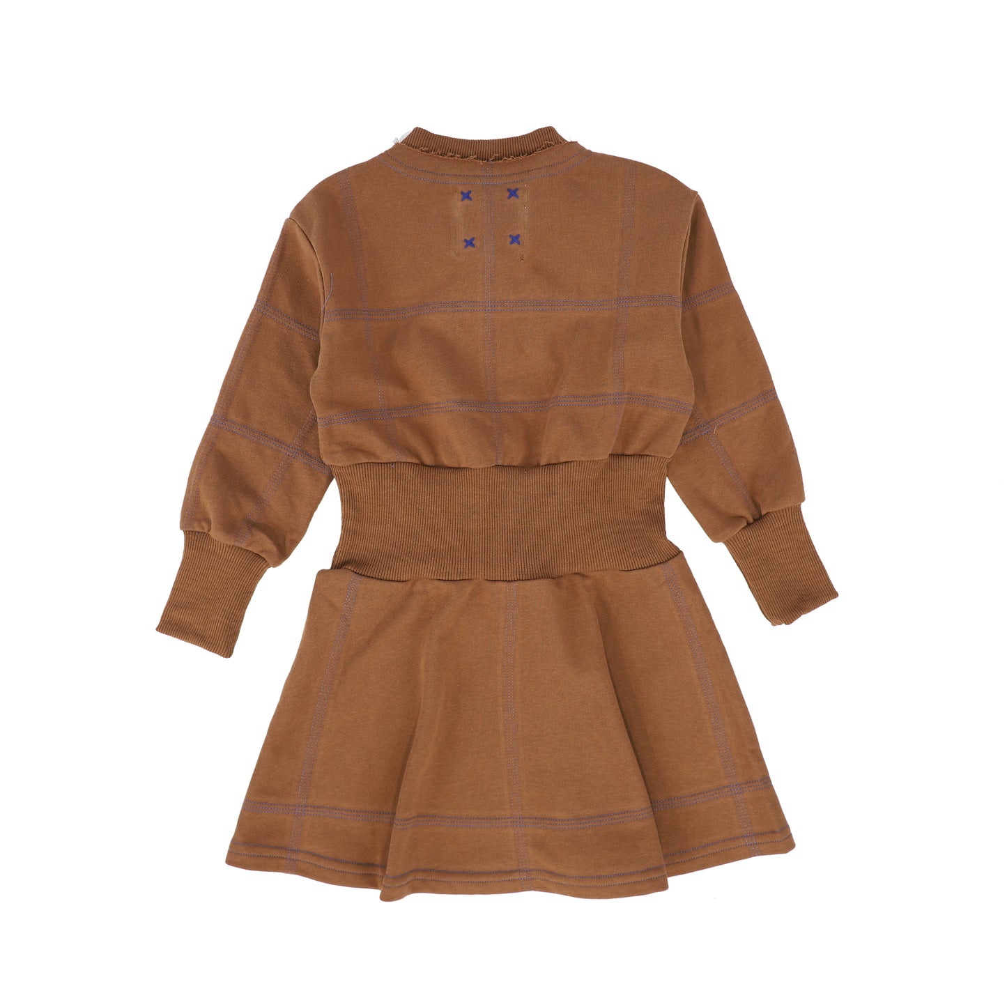 HEY KID BROWN STITCHED DRESS