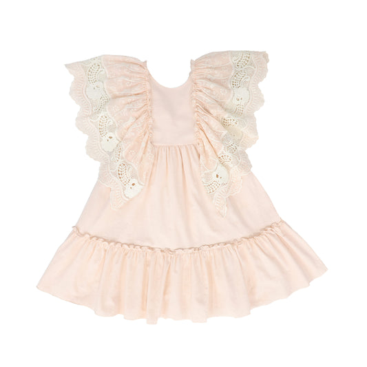 NUECES LIGHT PINK LACE SLEEVE TIERED DRESS [FINAL SALE]