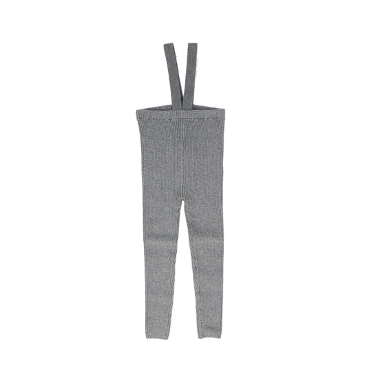 LIL LEGS MID GREY KNIT LONG SUSPENDER LEGGINGS