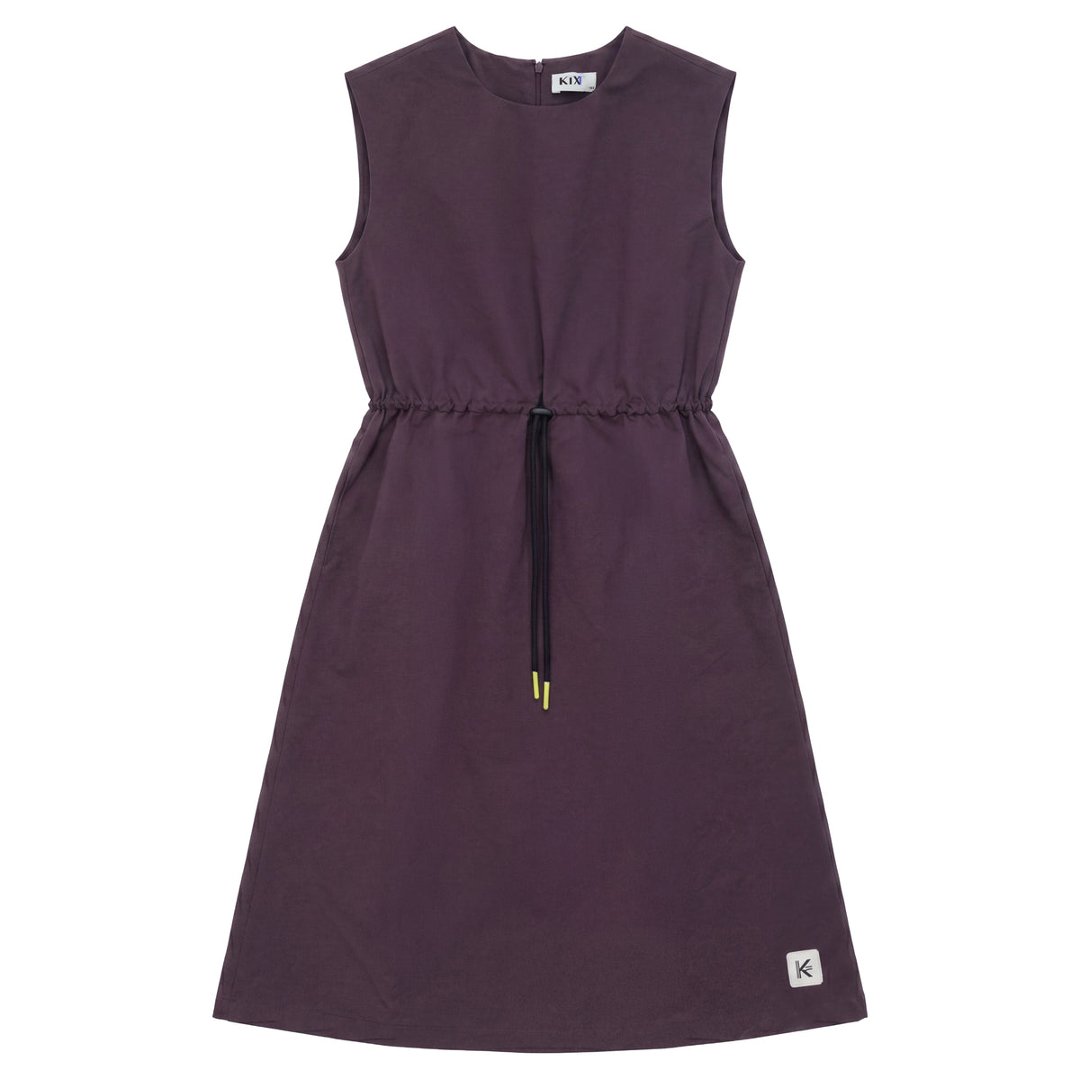 KIX BURGUNDY DRAWSTRING MIDI DRESS
