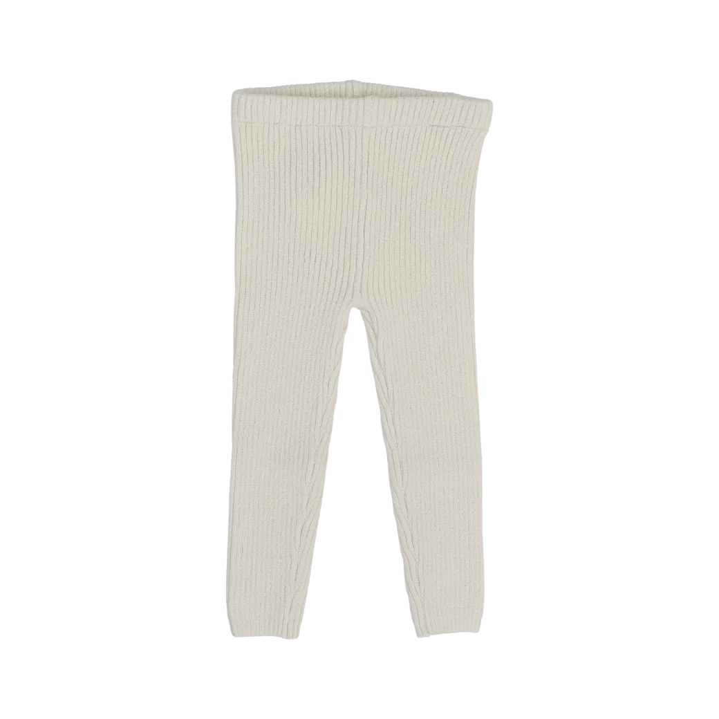 LIL LEGS ECRU KNIT LONG LEGGINGS
