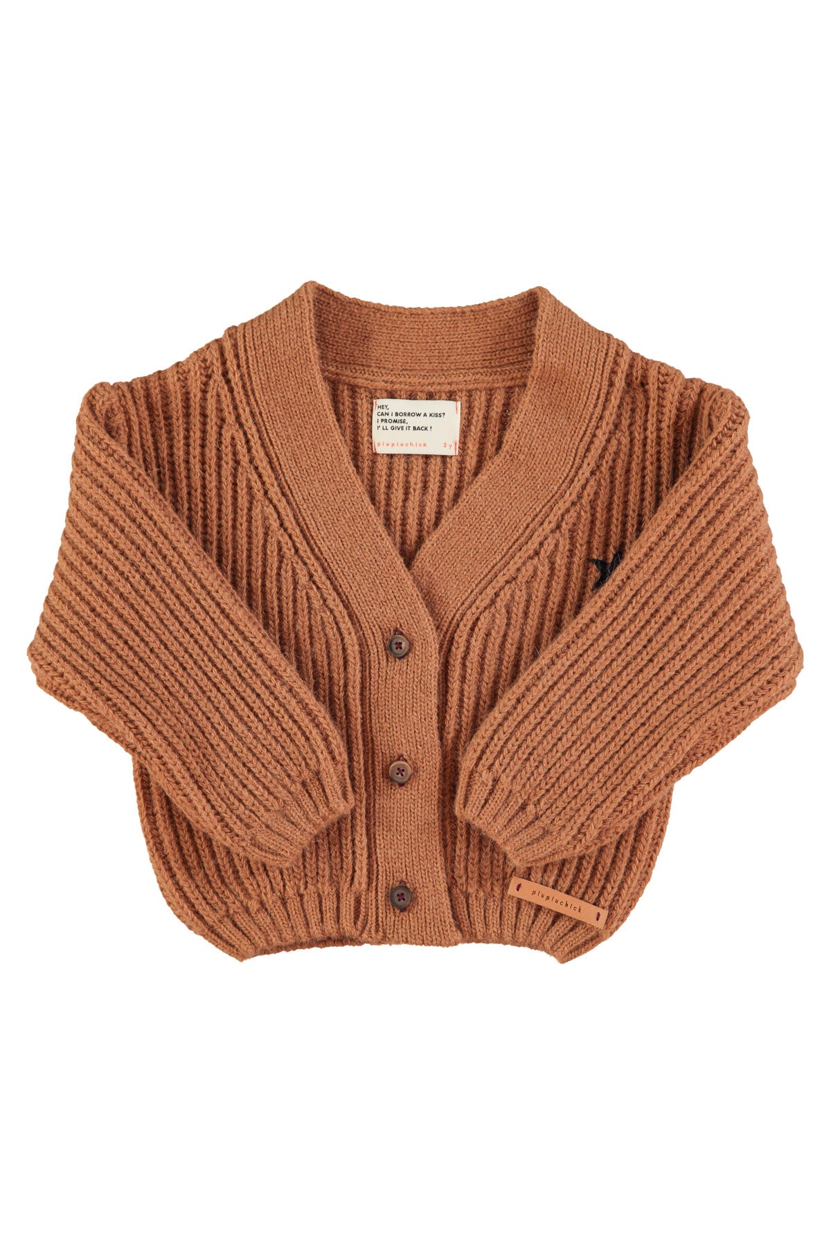 PIUPIUCHICK BROWN CHUNKY KNIT CARDIGAN